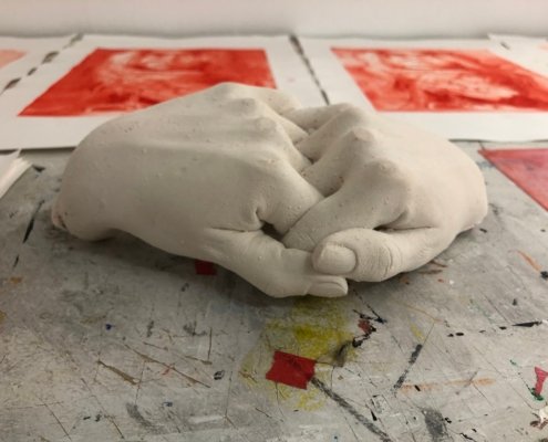 art school barcelona plaster hands